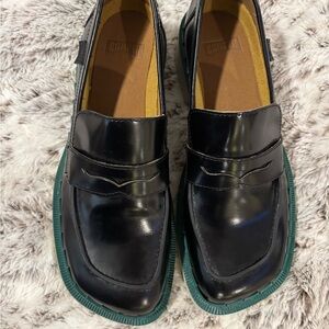 Camper Black Leather Loafers Chunky